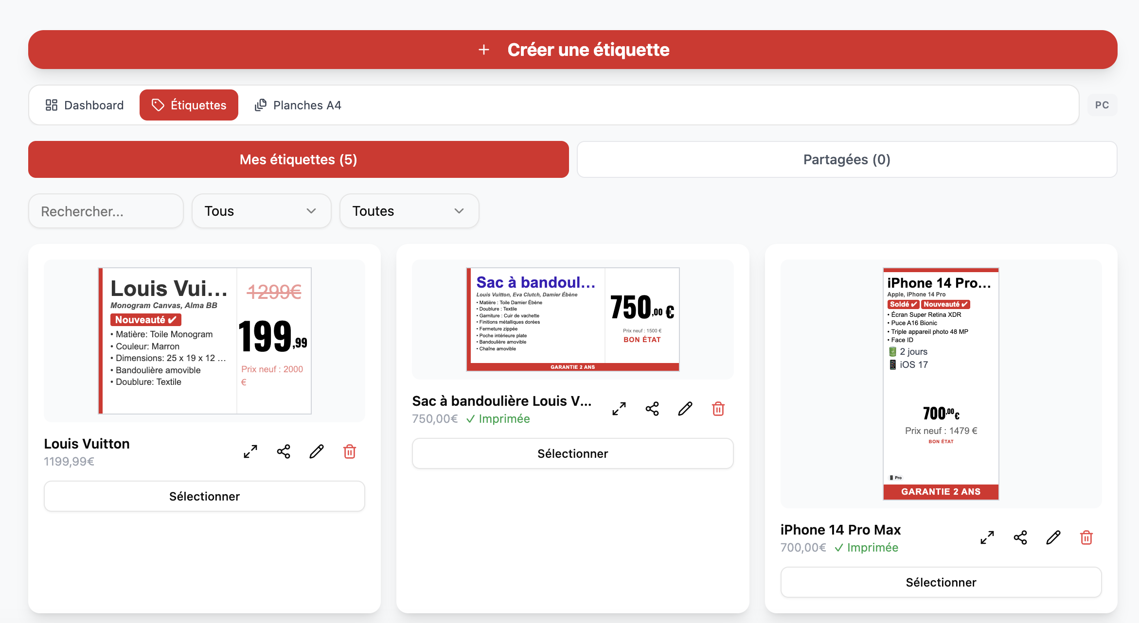 Module Étiquettes MYCOM — création d'étiquettes prix et planches A4
