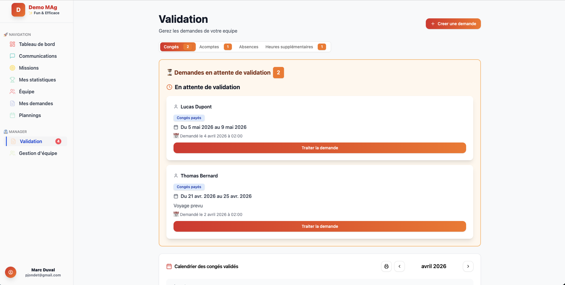 Validation congés MYCOM